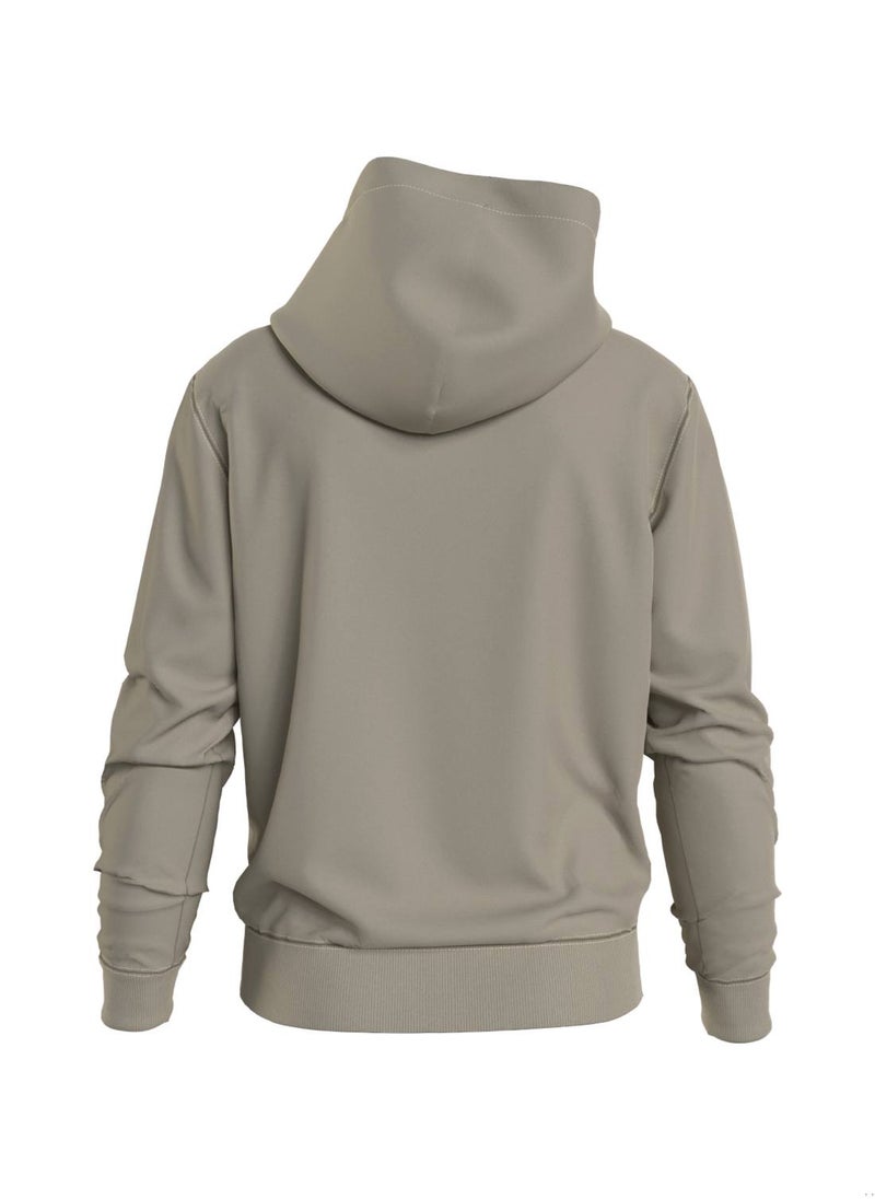 Calvin Klein Jeans - Men's Long Sleeved Hoodie - Cotton, Taupe - Image 1