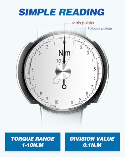 NEWTRY Dial Torque Wrench with Sockets Set (4-14mm), 1-10N.m Dial Indicator Torque Wrench, Precision Torque Meter, 1/4 inch Pound Dial Torque Wrench Torque Force Tester - Image 3