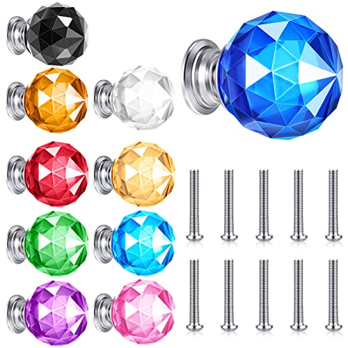 Youyole 10 Pcs Dresser Crystal Knobs 30mm Glass Pull for Cabinets and Drawers Knobs for Dresser Drawers and Kitchen(Artsy Style) - Image 1