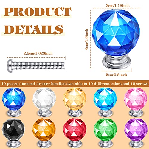 Youyole 10 Pcs Dresser Crystal Knobs 30mm Glass Pull for Cabinets and Drawers Knobs for Dresser Drawers and Kitchen(Artsy Style) - Image 3