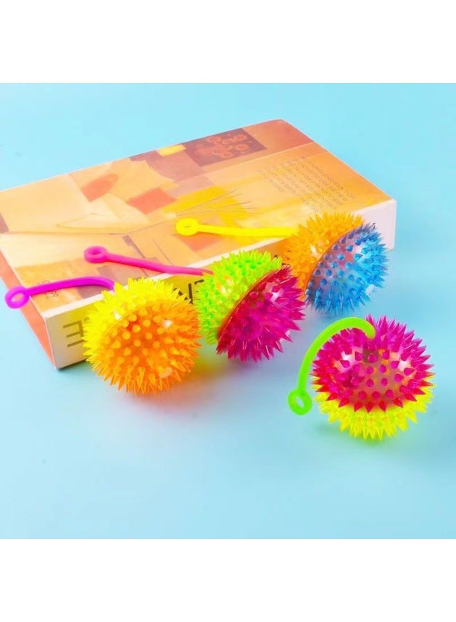 Loquat Flash Elastic Massage Ball Jump Ball Barbed Ball Luminous Massage Ball Pet Toy Stall Night Market Wholesale-Colors:6.5cm Two-color Massage Ball With Rope - Image 3