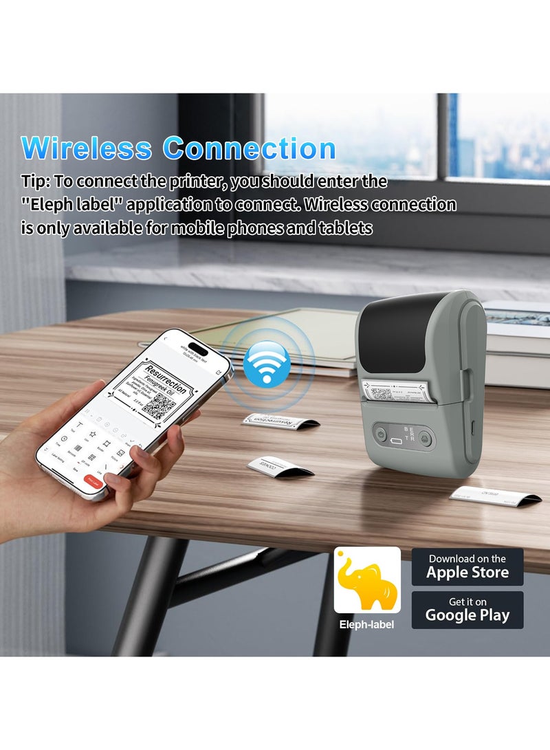 ماكينة وضع الملصقات مع شريط حراري 50 مم × 60 مم - طابعة ملصقات بلوتوث محمولة (عرض الطباعة 12-57 مم) - شحن عبر USB وسهلة الاستخدام - مثالية للمكاتب/المنزل/المدارس/الاستخدام التجاري - Image 1
