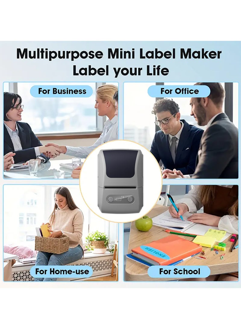 ماكينة وضع الملصقات مع شريط حراري 50 مم × 60 مم - طابعة ملصقات بلوتوث محمولة (عرض الطباعة 12-57 مم) - شحن عبر USB وسهلة الاستخدام - مثالية للمكاتب/المنزل/المدارس/الاستخدام التجاري - Image 4