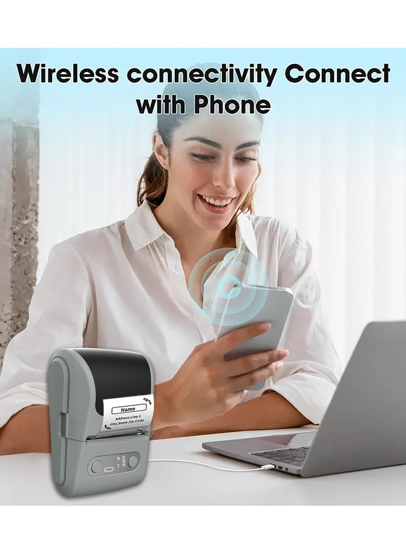 ماكينة وضع الملصقات مع شريط حراري 50 مم × 60 مم - طابعة ملصقات بلوتوث محمولة (عرض الطباعة 12-57 مم) - شحن عبر USB وسهلة الاستخدام - مثالية للمكاتب/المنزل/المدارس/الاستخدام التجاري - Image 5