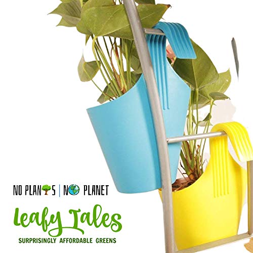 Leafy Tales Plastic Hook Hanging Pots (Set of 10, Multicolor) - 28 x 12 x 22 cm Durable Railing Planters - Detachable Hook Flower Pots for Balcony, Indoor, Outdoor Garden & Window Grills - Image 4