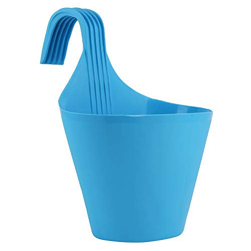 Leafy Tales Plastic Hook Hanging Pots (Set of 10, Multicolor) - 28 x 12 x 22 cm Durable Railing Planters - Detachable Hook Flower Pots for Balcony, Indoor, Outdoor Garden & Window Grills - Image 2