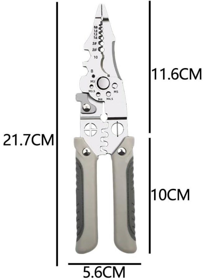 Multifunctional stainless steel wire stripping pliers for cutting, splitting, stripping, shearing, and removing wires. - Image 2