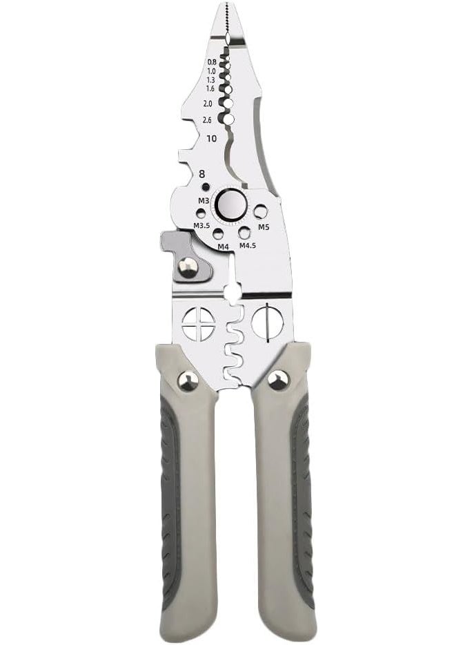 Multifunctional stainless steel wire stripping pliers for cutting, splitting, stripping, shearing, and removing wires. - Image 1