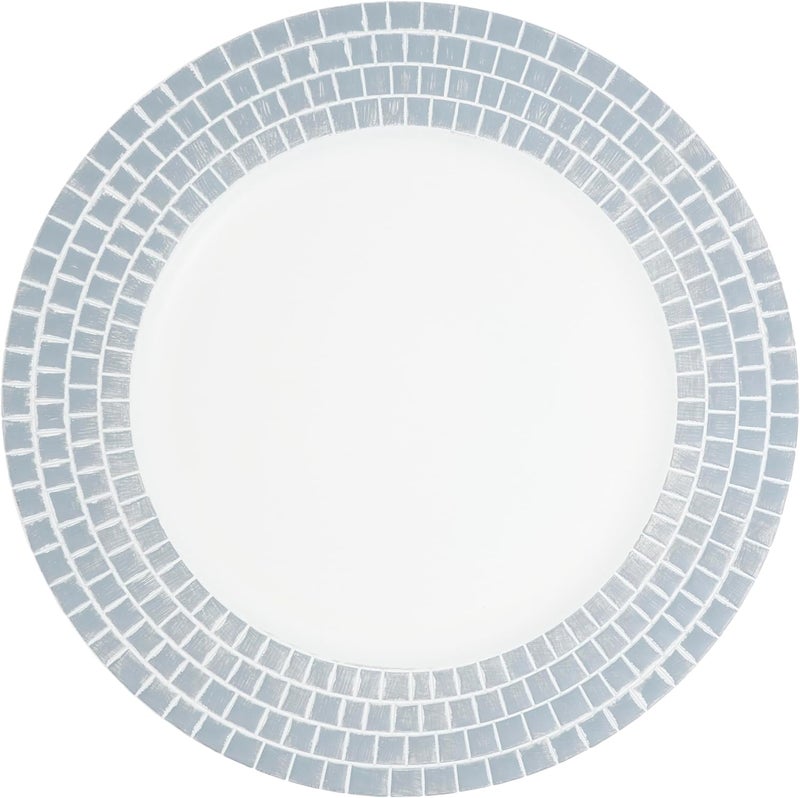 SARO LIFESTYLE Decorative Tile Edged Charger Plate Set of 4 13 Silver - Image 1