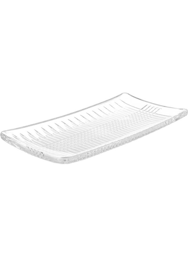 Alsaif Glass Serving Plate Striped Rectangle 28 X 14 X 2.5 Cm Clear - Image 2