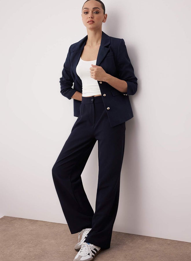 trendyol Navy Blue Wide Leg/Wide Leg Woven Fabric Trousers - Image 2