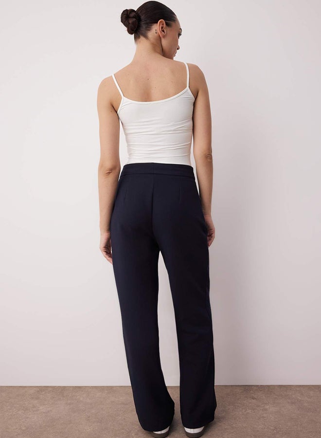 trendyol Navy Blue Wide Leg/Wide Leg Woven Fabric Trousers - Image 4