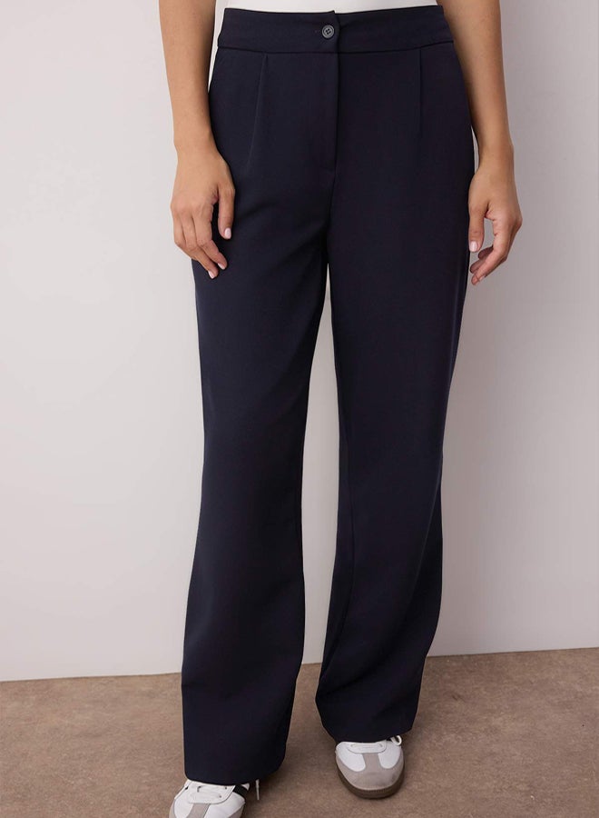 trendyol Navy Blue Wide Leg/Wide Leg Woven Fabric Trousers - Image 3