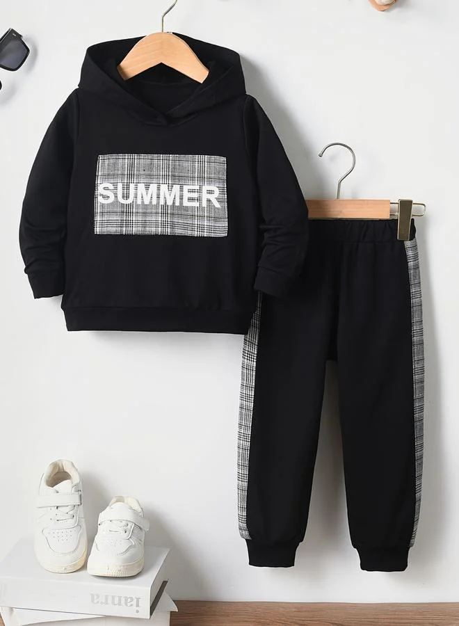 Take Two Take Two Boys Black Graphic Hoodie and Joggers Set
