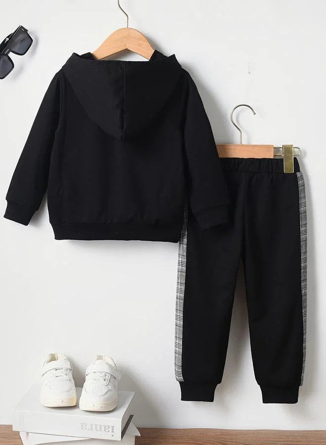 Take Two Take Two Boys Black Graphic Hoodie and Joggers Set