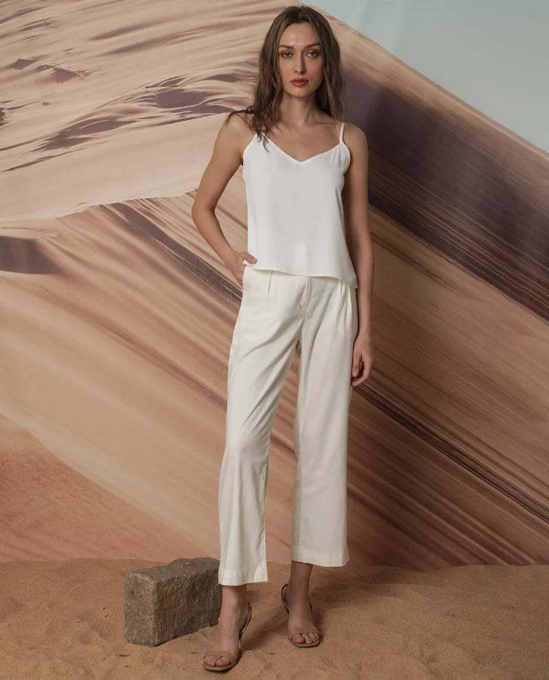 Rareism Rareism Women Slipo Off White Sleeveless Solid Knee Length Inner Wear