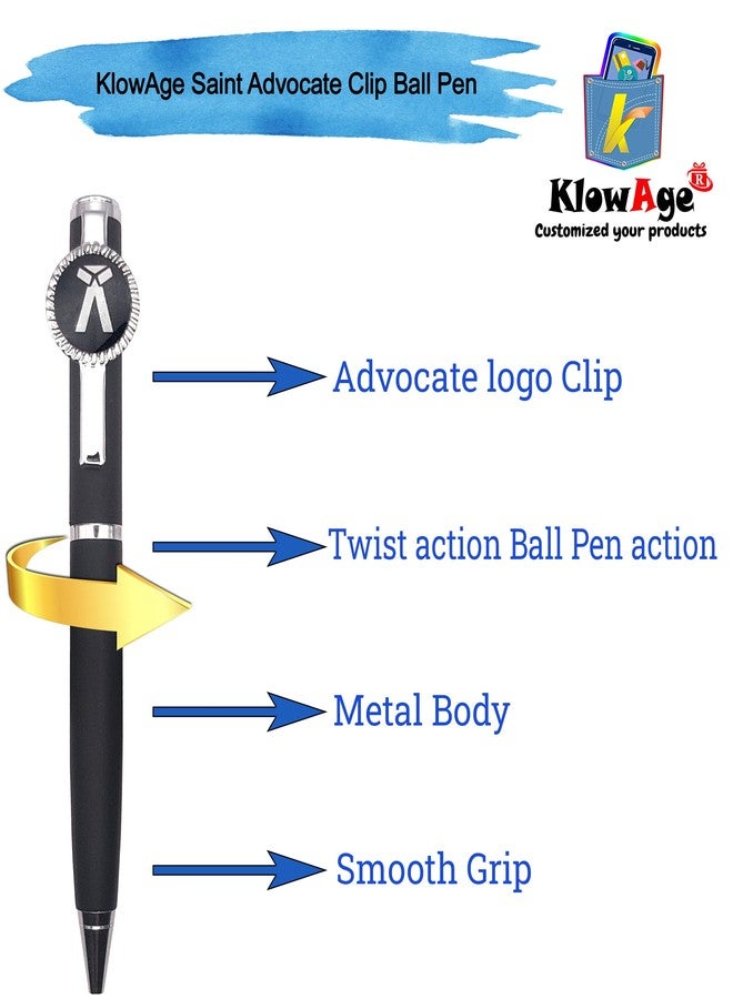 KlowAge طقم هدايا قلم وسلسلة مفاتيح بشعار KlowAge Saint Advocate مع نقش اسم مخصص، هدية رائعة | هدايا أعياد الميلاد | هدايا الشركات | طباعة الاسم على القلم - Image 2