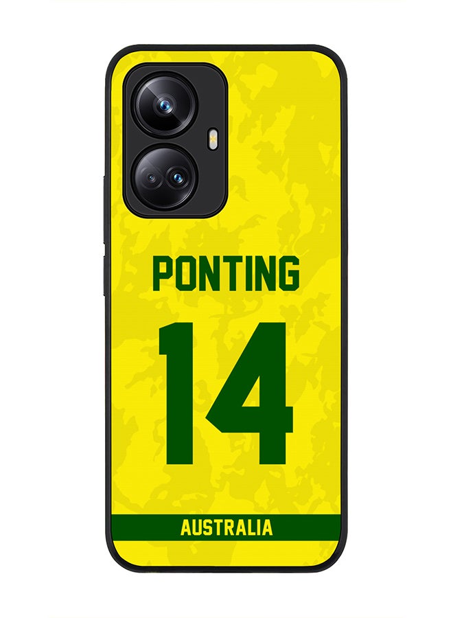 Stylizedd Cover for Realme 10 Pro Plus 5G Case , Rugged Black Slim fit Flexible Thin Protective Phone Cases - Player Name - Ricky Ponting, Jersey Number- 14  - Image 1