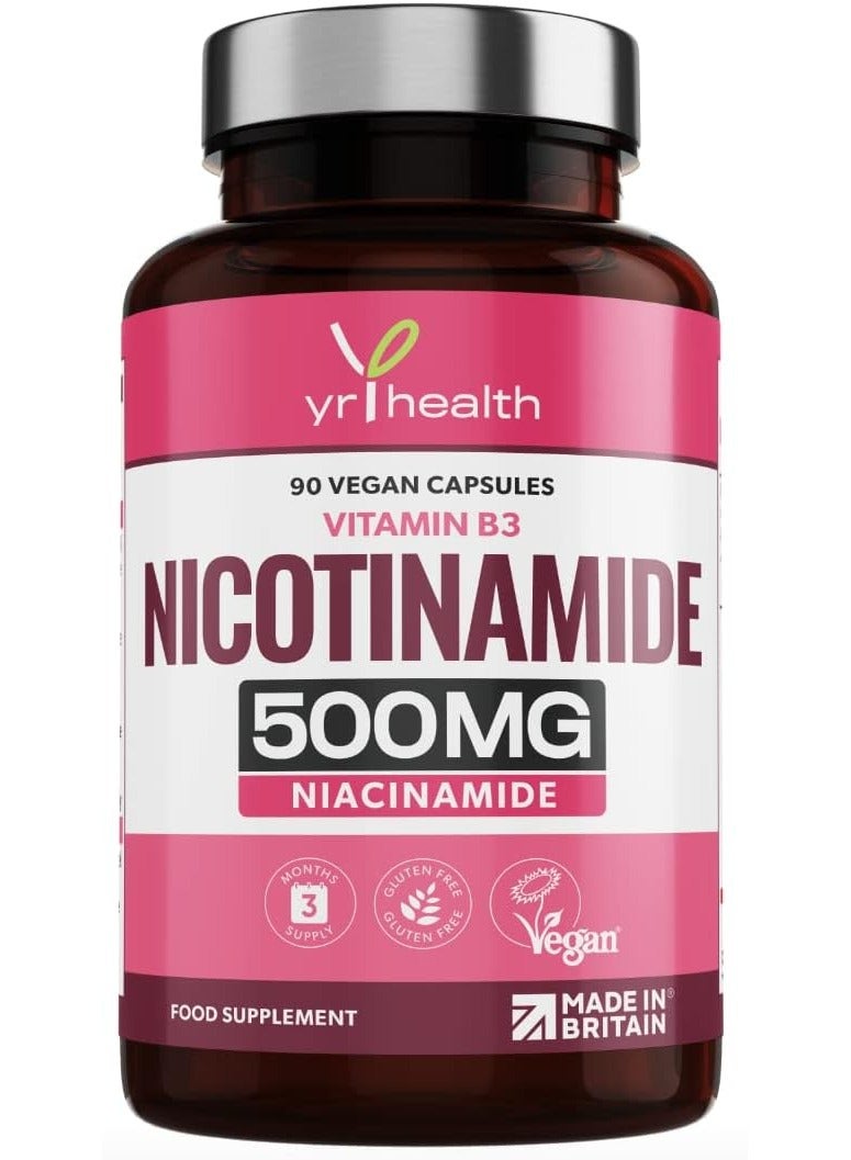 الصحةسنة فيتامين ب3 نيكوتيناميد 500 ملغ، 90 كبسولة نباتية - Image 1