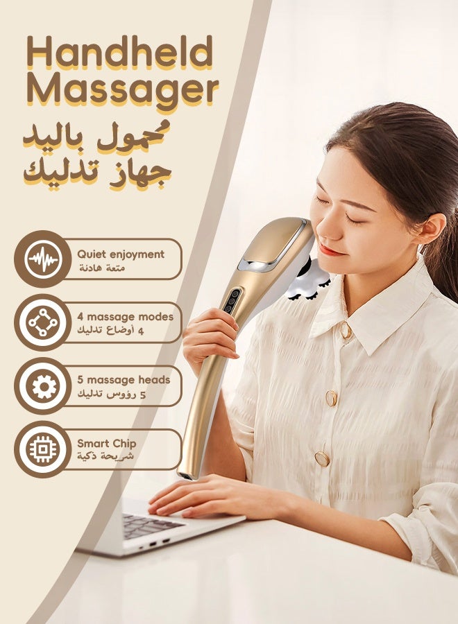 nafas Handle Massager Shiatsu Body & Back Massager Cordless，5 interchangeable Deep Tissue Massager USB Rechargeable 1800mAh with 12 Modes and 10 Intensity Levels for Shoulder Neck Leg - Image 3