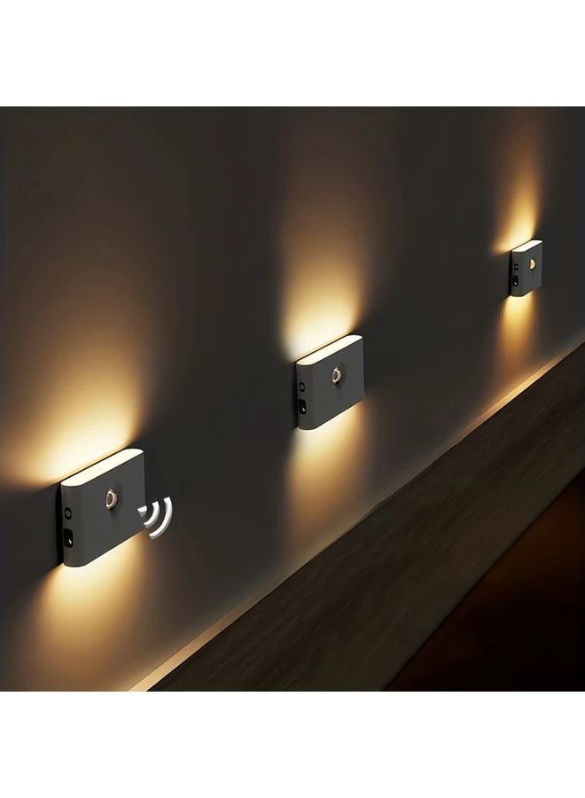 4 قطع حساس دائري ضوء ليلي ذكي LED يعمل بالحركة وقابل لإعادة الشحن عبر منفذ USB - Image 2