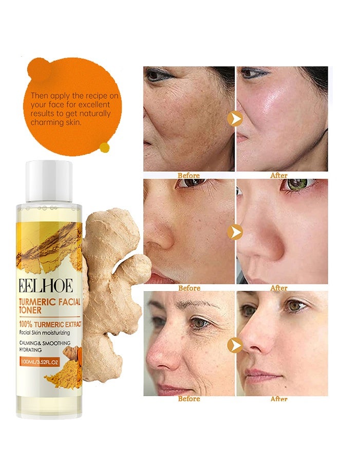 EELHOE 100% Turmeric Extract Facial Toner , Dark Spot Correcting Toner for Face, Reduces Hyperpigmentation,Antil Aging Linghten Spots Age Spots, Sun Spots and Improves Skin Tone for All Skin Types 100ml - Image 3