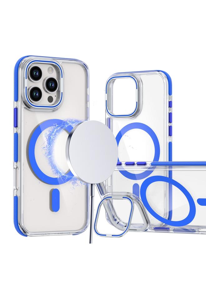 S-TOP Case For iPhone 16 Pro Max Dual-Color Clear Acrylic Hybrid TPU Lens Flip Holder MagSafe Phone Case - Image 1