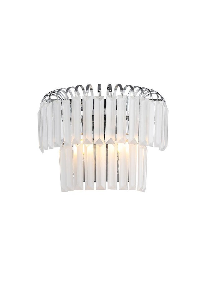 DANUBE HOME Danube Home Kara Wall Bracket Metal Plated+Glass R28Xw17Xh20 E14 White/Chrome B29093(B29097)-2W | Contemporary Indoor Wall Lamps | Wall Mounted Lanterns | Modern Design Indoor Lighting For Bedroom 