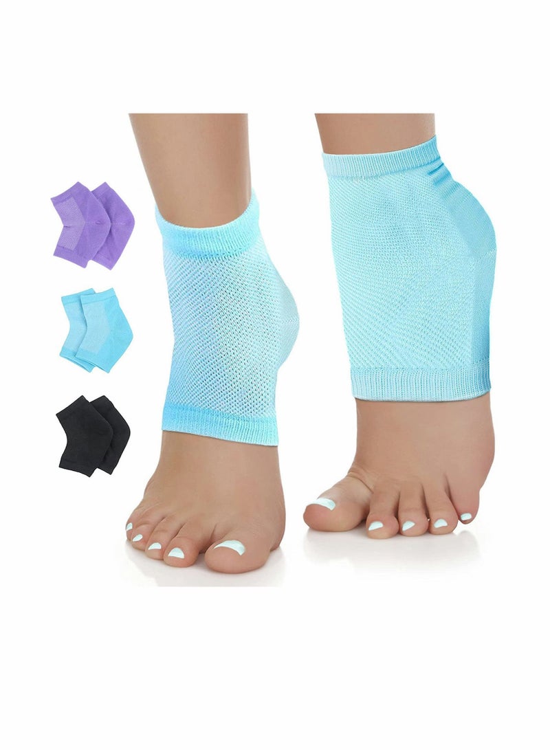 Excefore Moisturizing Gel Heel Socks for Dry Cracked Heels, Open Toe Socks, Ventilate Gel Spa Socks to Heal and Treat Dry 3 Pairs - Image 1