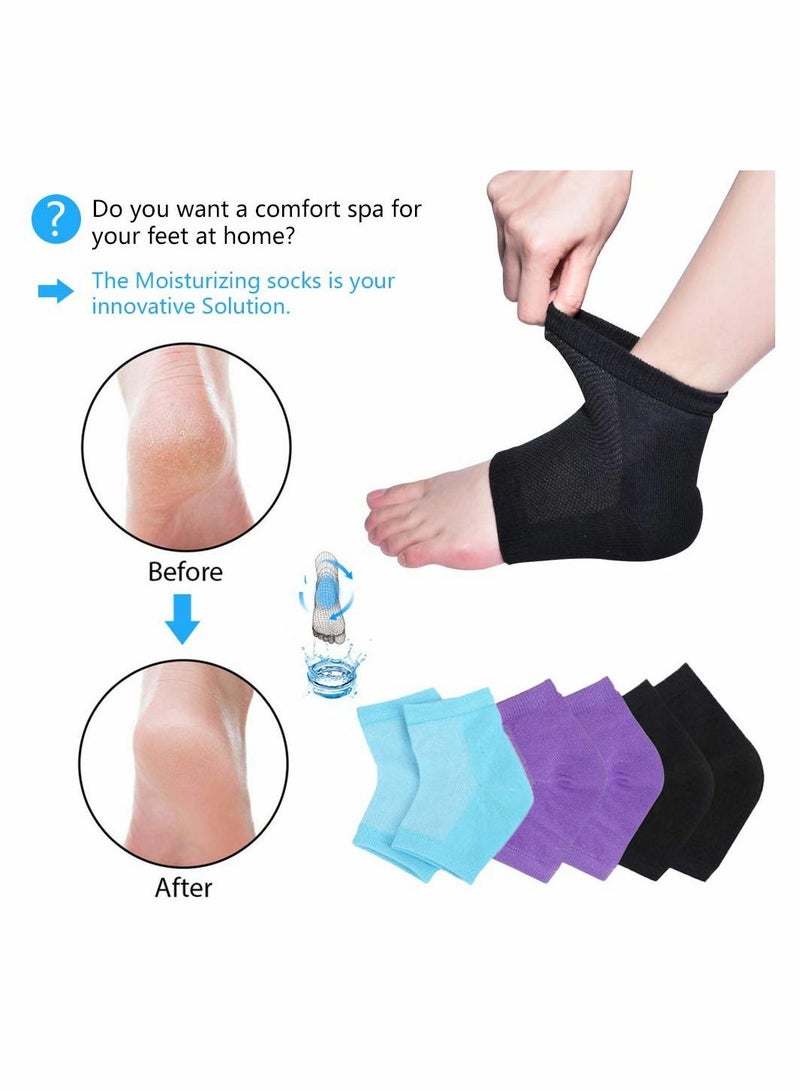 Excefore Moisturizing Gel Heel Socks for Dry Cracked Heels, Open Toe Socks, Ventilate Gel Spa Socks to Heal and Treat Dry 3 Pairs - Image 4