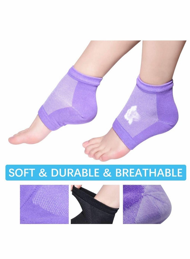 Excefore Moisturizing Gel Heel Socks for Dry Cracked Heels, Open Toe Socks, Ventilate Gel Spa Socks to Heal and Treat Dry 3 Pairs - Image 3