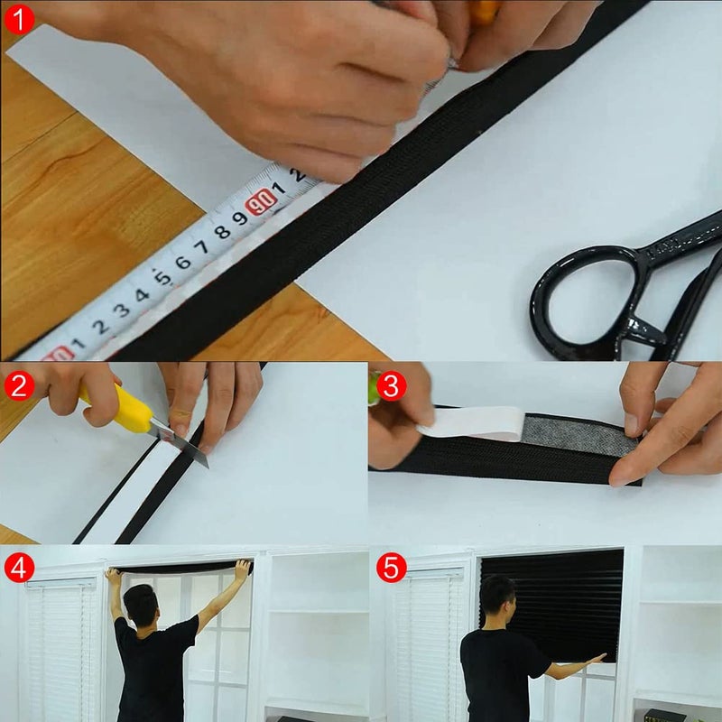JstDoit Temporary Blinds  Vertical Pleated Blinds No Drilling Self Adhesive Blinds Easy to Install Fits Blinds Window Roller for Bathroom Kitchen Living Room Office Window (Black  60 * 150cm) - Image 5
