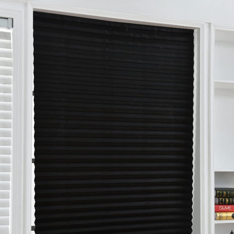 JstDoit Temporary Blinds  Vertical Pleated Blinds No Drilling Self Adhesive Blinds Easy to Install Fits Blinds Window Roller for Bathroom Kitchen Living Room Office Window (Black  60 * 150cm) - Image 2