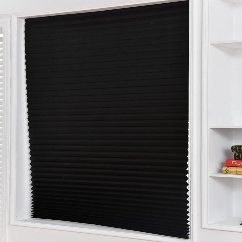 JstDoit Temporary Blinds  Vertical Pleated Blinds No Drilling Self Adhesive Blinds Easy to Install Fits Blinds Window Roller for Bathroom Kitchen Living Room Office Window (Black  60 * 150cm) - Image 3