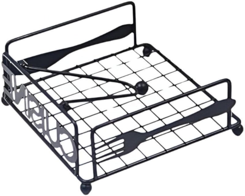 Paper napkin holder - Stylish flat distributor for napkins and a square hand napkin for kitchens, cafes and food areas