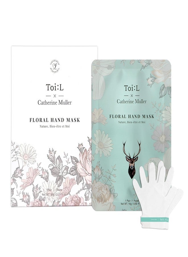 TOI:L Catherine Muller Floral Hand Mask 1 Pair, Moisturizing Gloves for Dry Hands with Elder Flower & CICA, Repairing and Nourishing Hand Care Treatment for Cracked, Rough, and Dry Skin - Image 1