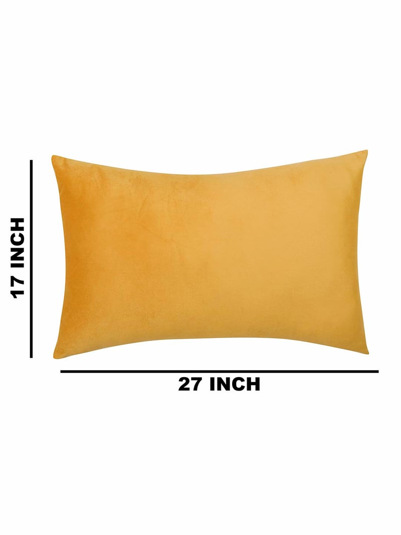 The Conversion Set of 2 Premium Super Soft Velvet Pure Mercerized Solid Design Yellow Color, 2 pc Pillow Cover - 17"x27" - Image 4