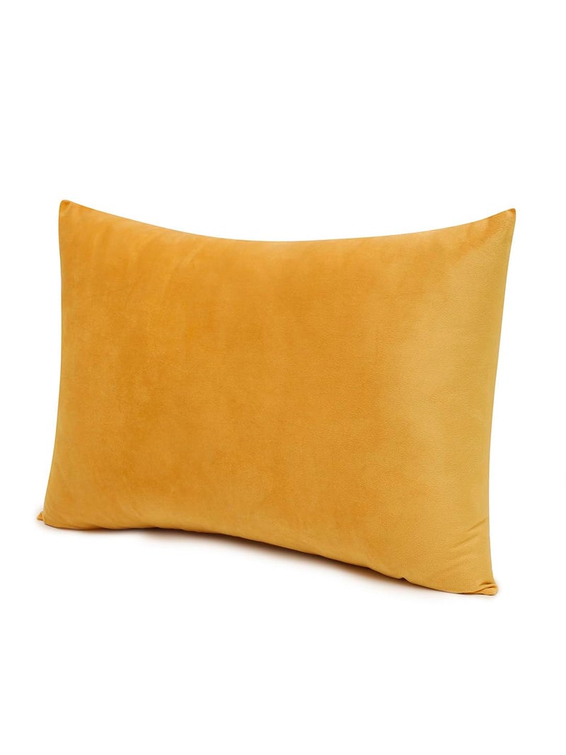 The Conversion Set of 2 Premium Super Soft Velvet Pure Mercerized Solid Design Yellow Color, 2 pc Pillow Cover - 17"x27" - Image 3