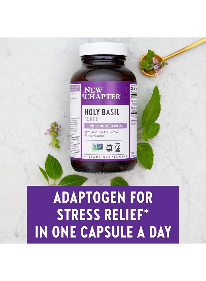 New Chapter Stress Relief Supplement - Holy Basil Force with Supercritical Holy Basil for Stress Support + Immune Support + Non-GMO Ingredients - Vegetarian Capsules, 30 Count - Image 4