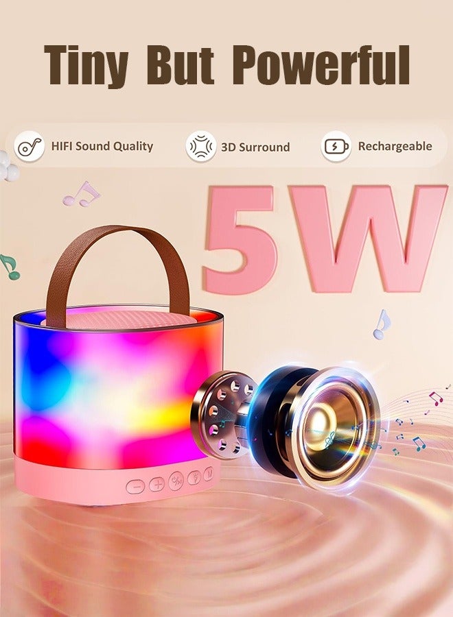 JoyousSto Mini Karaoke Machine for Adults Kids, Portable Bluetooth Karaoke Speaker with 3.5" Full Range Speaker and RGB Colorful LED Lights, Support USB/TF Card/AUX - Image 2