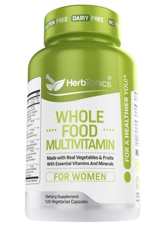 Herbtonics Whole Food Multivitamin For Women & Men With Superfoods From Whole Food Markets ; Real Raw Veggies Fruits Vitamin E A B Complex ; Vegan Nongmo 120 Vegetarian Capsules (Women)  - Image 2