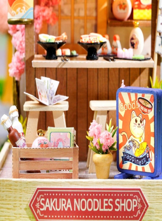 OZJAY DIY Miniature House Kit with Dust Proof Cover, 1:24 Scale Creative Room Mini DIY Wooden Dollhouse Miniature Kit for Adults Teen-Sakura Noodle Shop - Image 5