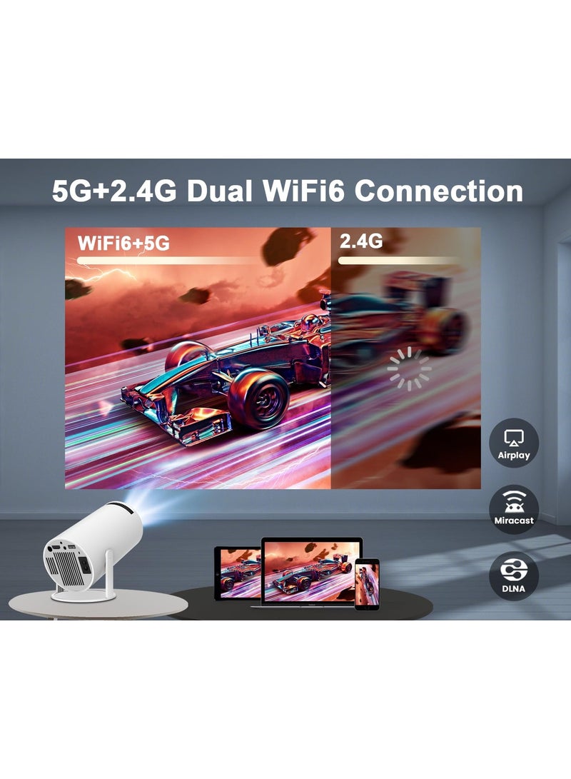 SYOSI Mini Projector 4K 1080P Support, Full HD 180° Rotation Portable Projector WiFi6 BT 5.0 Android 11, Smart Auto Keystone Horizontal Correction, Rotatable Outdoor Movie Projector Compatible with Phone - Image 4