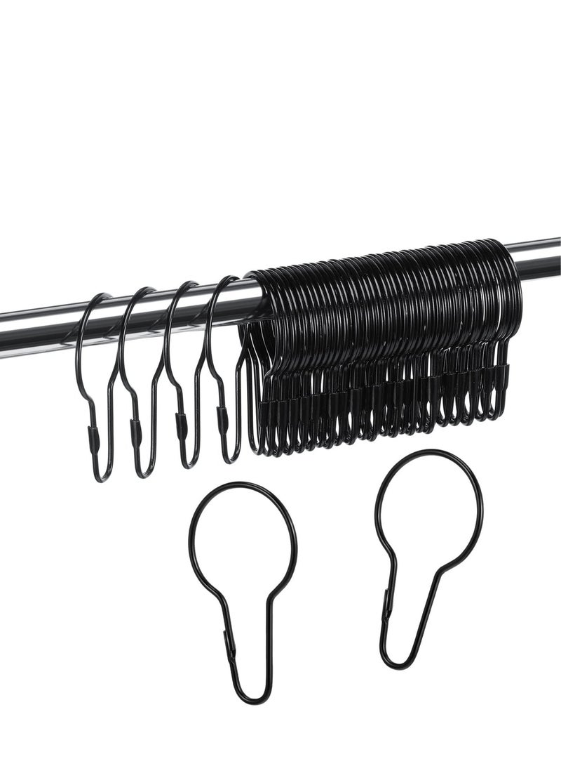 50 Pieces Metal Shower Curtain Hooks Hanging Shower Clips Metal Shower Curtain Rings Practical Shower Curtain Hangers for Bathroom Bedroom Kitchen Home Curtain Applications (Black) - Image 1
