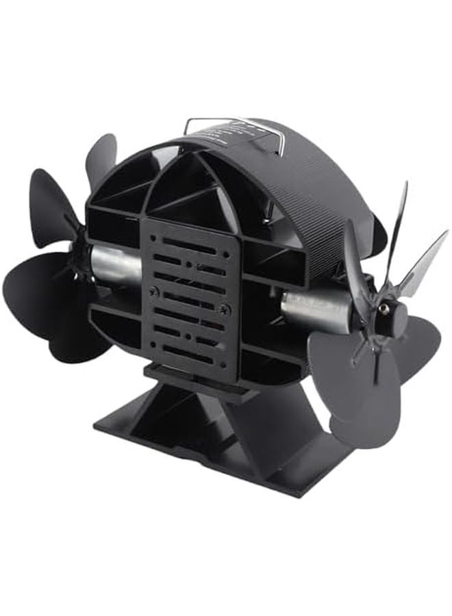 مروحة موقد تعمل بالحرارة 3 رؤوس، 18 شفرة من الألومنيوم، نفخ بزاوية 270 درجة، مروحة محمولة لموقد حرق الأخشاب - Image 4