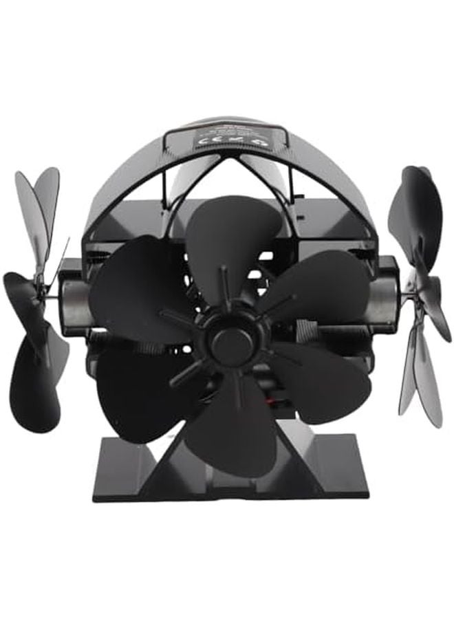 مروحة موقد تعمل بالحرارة 3 رؤوس، 18 شفرة من الألومنيوم، نفخ بزاوية 270 درجة، مروحة محمولة لموقد حرق الأخشاب - Image 1