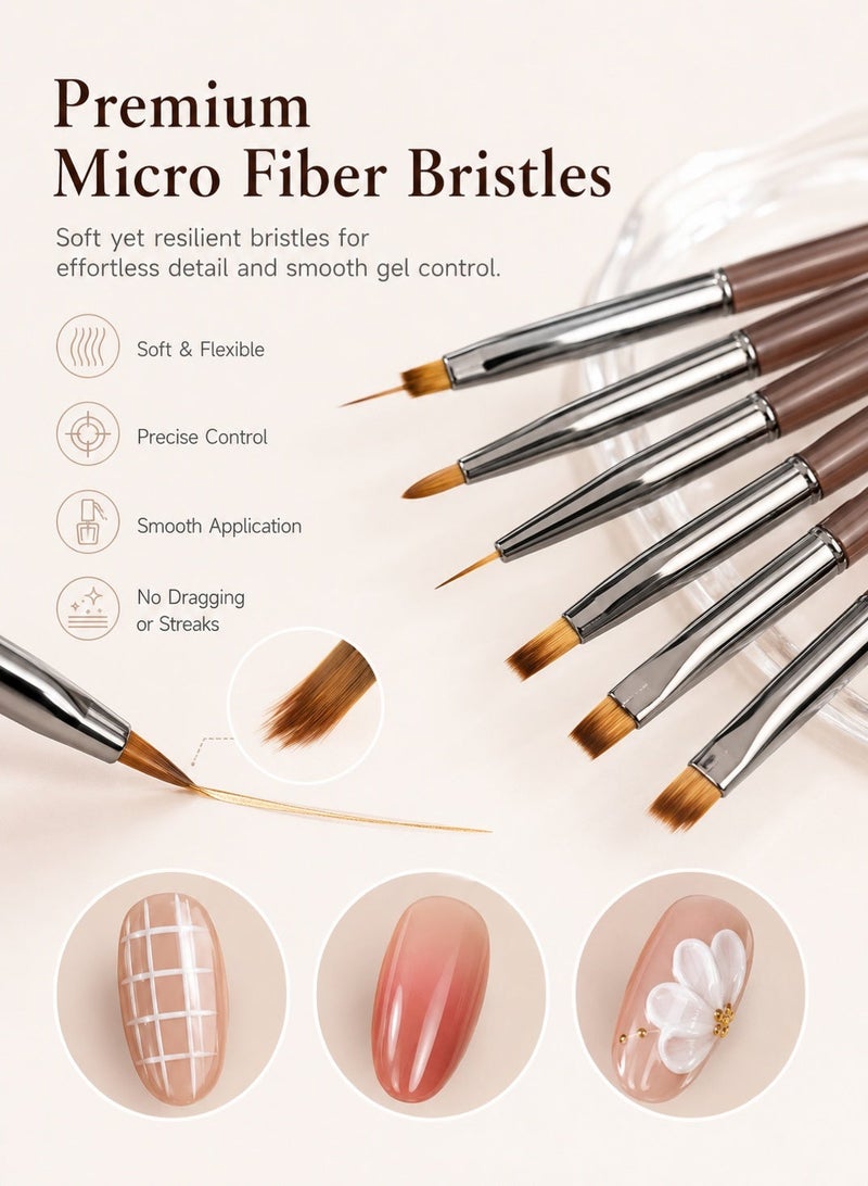 Al Kanzi 9Pcs Professional Nail Art Brush Set, Micro Fiber Liner Petal Ombre Flat Gel Brushes with Acrylic Handle, Double Head Builder Brush Kit for Nail Salon DIY Manicure Tools - Image 5