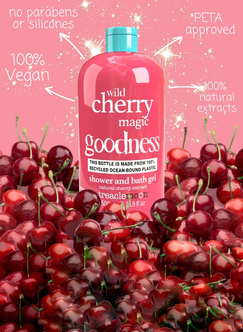 Treaclemoon Wild Cherry Magic Shower and Bath Gel, 500ml | Enchanting Scent with Real Cherry Extract | Hydrating and Nourishing Formula | Dermatologically Tested | Vegan and Cruelty-Free - Image 3