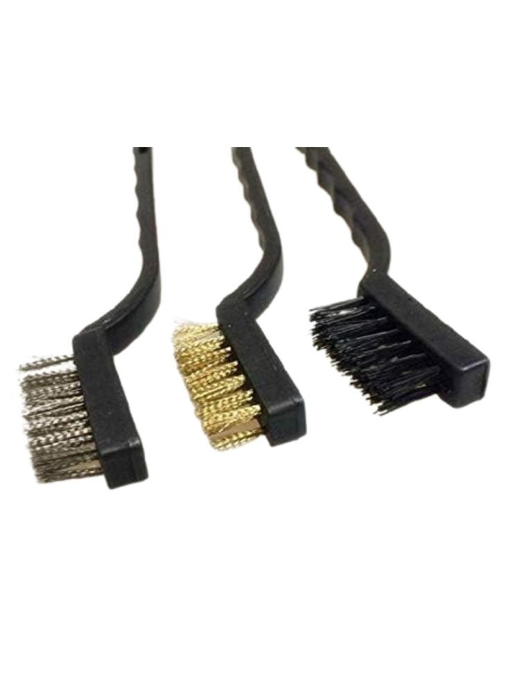 بريميم مجموعة فرش تنظيف سلكية من ثلاثة قطع – فرش من الفولاذ والنحاس والنايلون لأعمال التنظيف والتلميع - Image 3