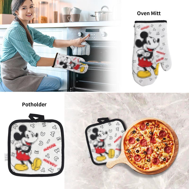 Deikoliuna Wooden Spoon for Cooking- Cartoon Wooden Spoons Bamboo Utensils Set Kitchen Decoration- Birthday Gift Kitchen Accessory with Cute Apron Oven Mitt Potholder- Best Kitchen Gifts for Women Friends (Grey) - Image 5